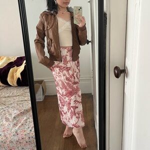 Brown leather hoodie jacket